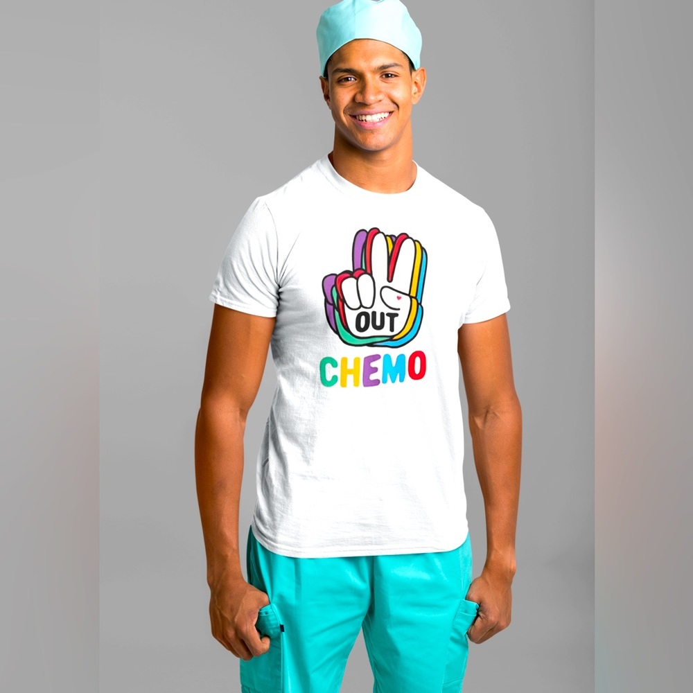 Peace Out Chemo! Motivational Mindset Cancer Last Days Men’s White Tee NWT